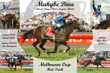 Makybe Diva Melbourne Cup Hat Trick Poster Print (62,767 bytes)