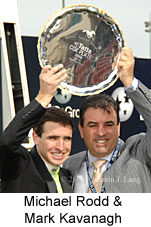 Mark Kavanagh & Michael Rodd with Cox Plate trophy (18294 bytes)